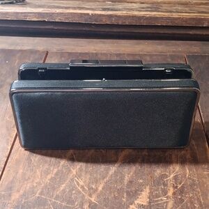 Barney's of New York Black Satin Evening Bag with Slinky 22" Strap